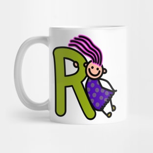 Letter R for girls alphabet Kids Colorful Cartoon Character Mug